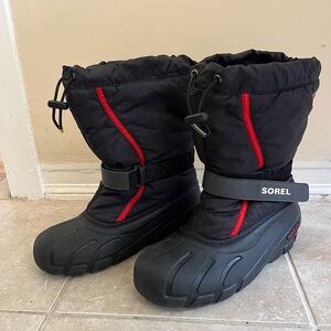 Sorel Black and Red Snow Boots